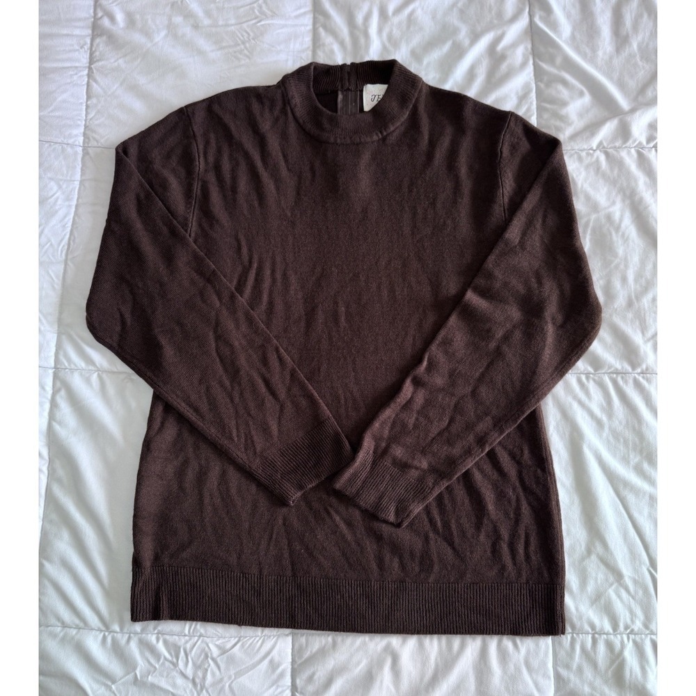 New Jenny Women's Size Large Fisherman Sweater Brown Soft Casual Crewneck NWOT